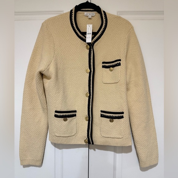 J. Crew Cream Contrast Trim Cardigan with gold Buttons* NWT - Picture 6 of 9